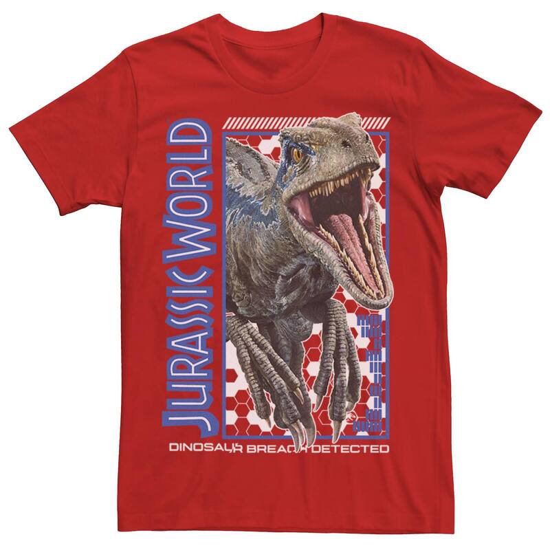 アニメキャラクター レディース トップス Tシャツ Licensed Character Men's Jurassic World Blue Dino Breach Tee Red レッド｜ReVida 店