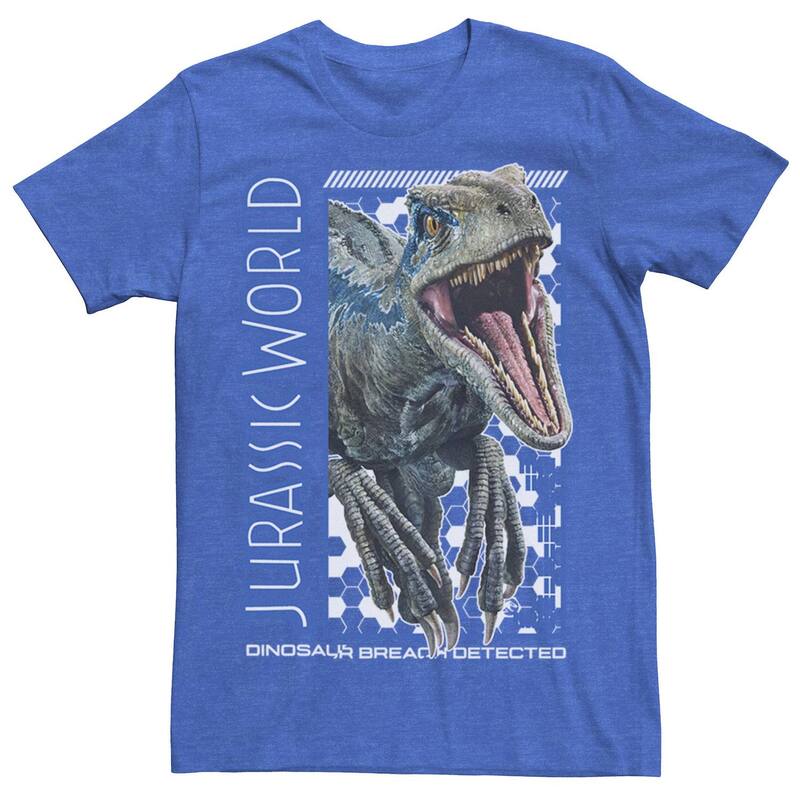 アニメキャラクター レディース トップス Tシャツ Licensed Character Men's Jurassic World Blue Dino Breach Tee Royal Heather ヘザー