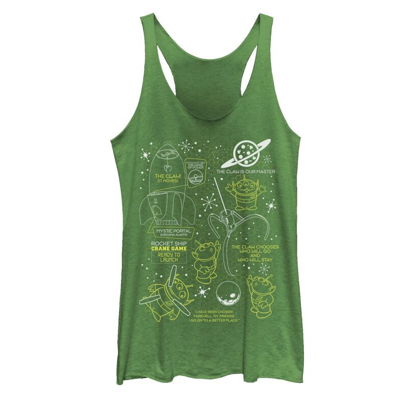 ディズニー ピクサー レディース トップス Tシャツ Disney / Pixar's Toy Story Juniors' Aliens Claw Master Map Tank Top Envy｜ReVida 店