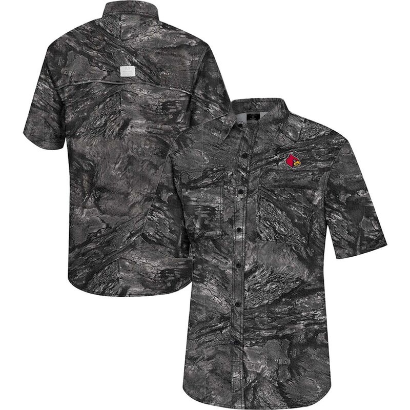 コロシアム レディース トップス Tシャツ Men's Colosseum Charcoalouisville Cardinals Realtree Aspect Charter Full-Button Fishing Shirt Lou Charco チャコール 12,236円