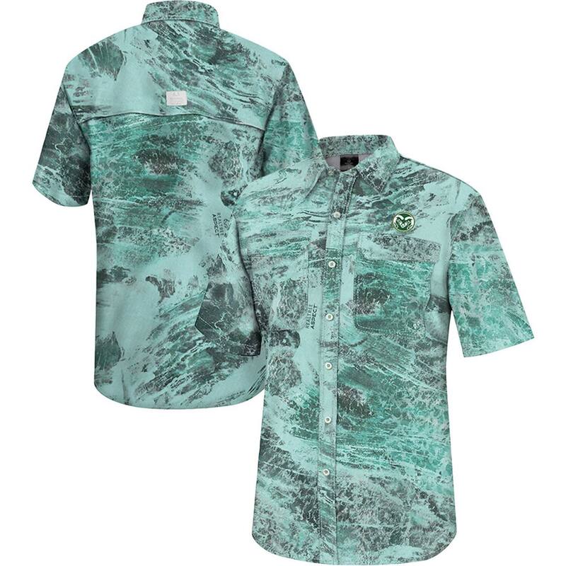 コロシアム レディース トップス Tシャツ Men's Colosseum Green Colorado State Rams Realtree Aspect Charter Full-Button Fishing Shirt Cst Green グリーン