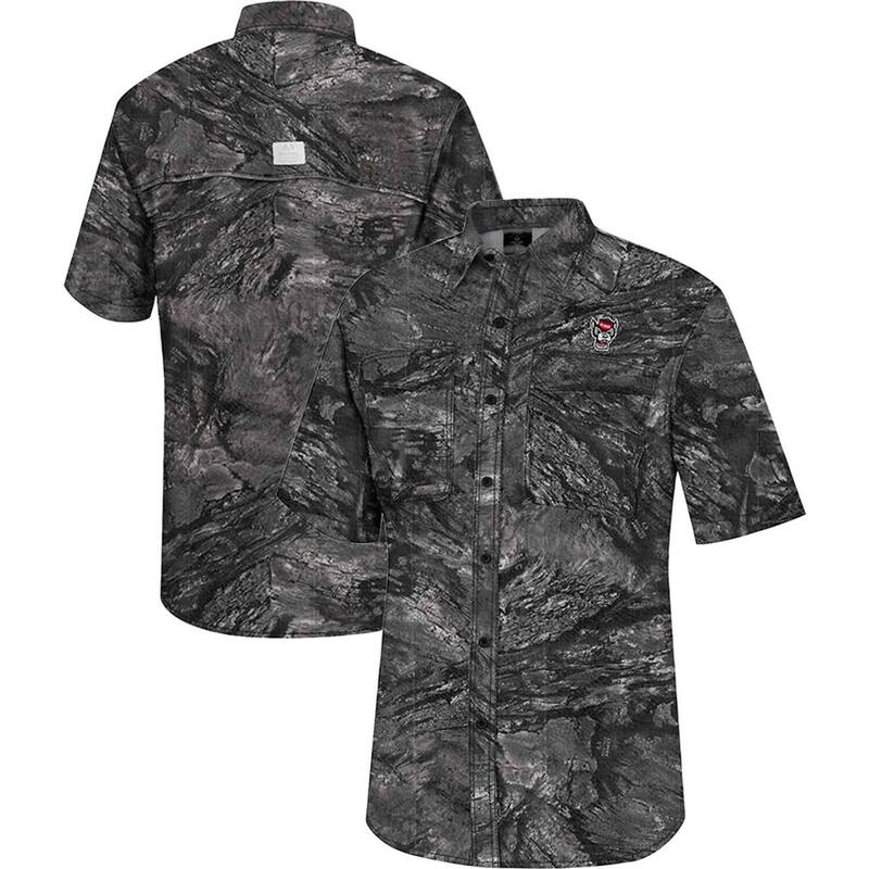 コロシアム レディース トップス Tシャツ Men's Colosseum Charcoal NC State Wolfpack Realtree Aspect Charter Full-Button Fishing Shirt Nst Charco チャコール