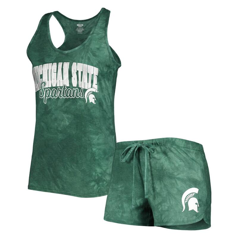 アンブランデッド レディース アンダーウェア ナイトウェア ショートパンツ Unbranded Women's Conceptsport Green Michigan State Spartans Billboard Tie-Dye Tank and Shortsleep Set Msu Green グリーン