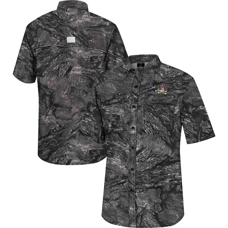 コロシアム レディース トップス Tシャツ Men's Colosseum Charcoal ECU Pirates Realtree Aspect Charter Full-Button Fishing Shirt Ecu Charco チャコール 12,935円