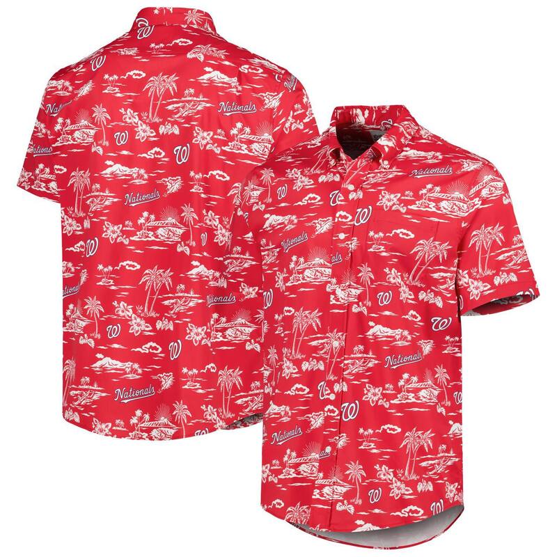 レインスプーナー レディース トップス Tシャツ Men's Reyn Spoonered Washingtonationals Kekai Performance Button-Up Shirt Nat Red レッド