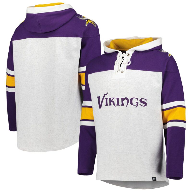 アンブランデッド レディース トップス Tシャツ レース パーカー Unbranded Men's '47 Minnesota Vikings Heather Gray Gridiron Lace-Upullover Hoodie Mvk Grey グレー