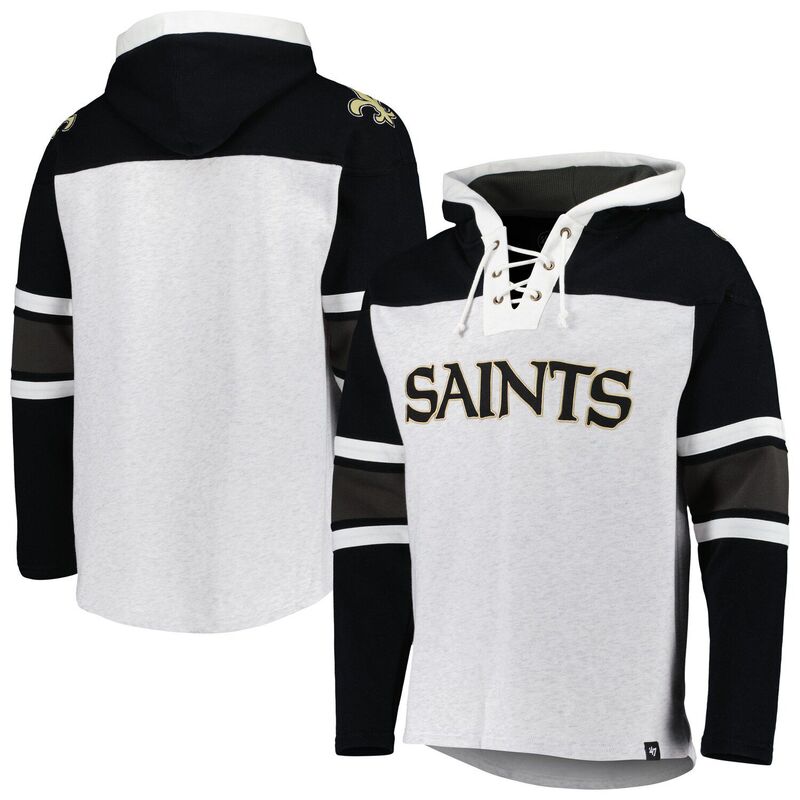 アンブランデッド レディース トップス Tシャツ レース パーカー Unbranded Men's '47 New Orleansaints Heather Gray Gridiron Lace-Upullover Hoodie Snt Grey グレー