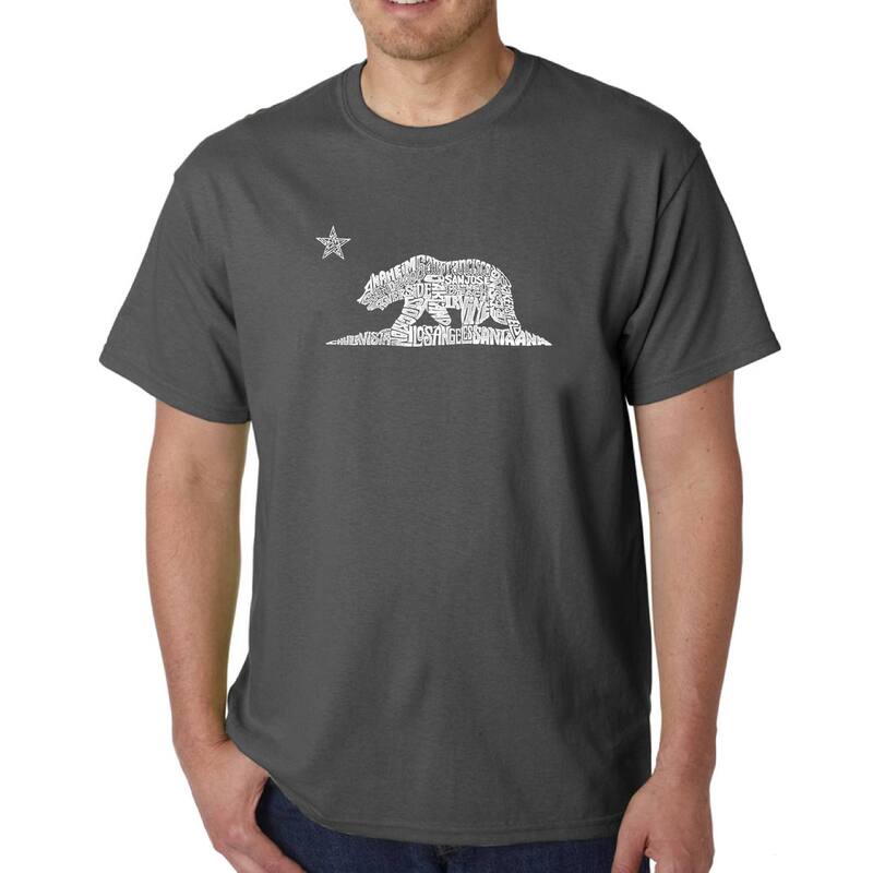 エルエーポップアート レディース トップス Tシャツ LA Pop Art California Bear - Men's Word Art-shirt Grey グレー|ReVida 店