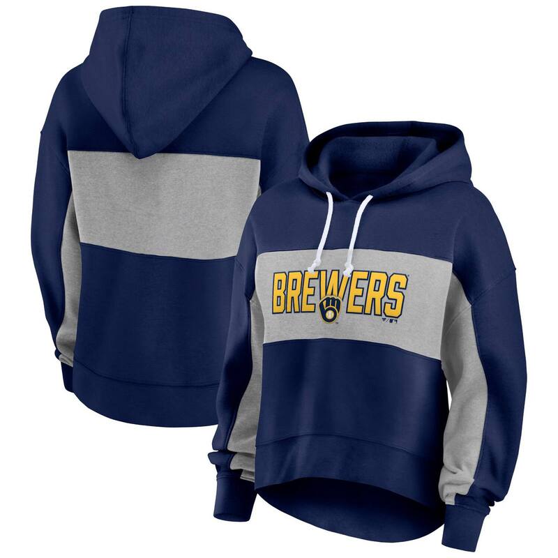 ファナティクス レディース トップス プルオーバー パーカー Women\u0027s Fanatics Branded Navy Milwaukee Brewers Filled Stat Sheet Pullover Hoodie Brw Navy 米国海軍