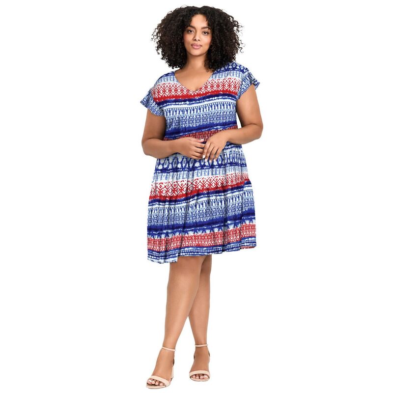 アベニュー レディース トップス ワンピース プラスサイズ Avenue Women's Plusize Unwind Tiers Dress Americana Tie Dye 11,684円