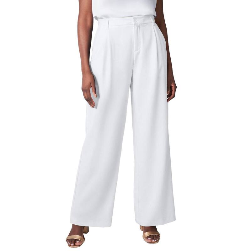 ジェシカロンドン レディース ボトムス カジュアルパンツ ワイドレッグ プラスサイズ Jessica London Women's Plusize Bi-Stretch Wide Leg Pant White ホワイト
