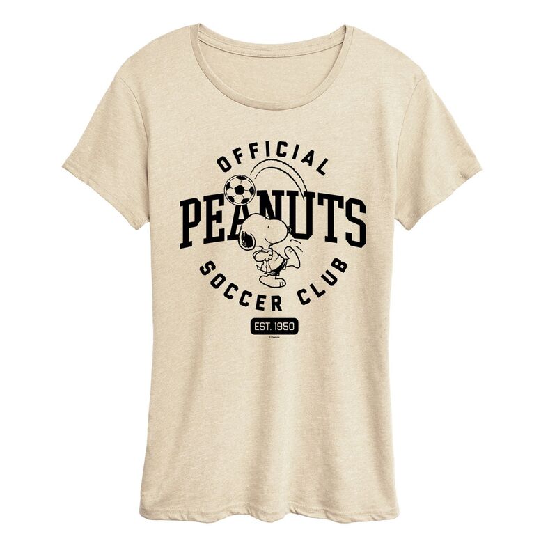 アニメキャラクター レディース トップス Tシャツ グラフィック Licensed Character Women's Peanuts Official Soccer Club Graphic Tee Beige ベージュ