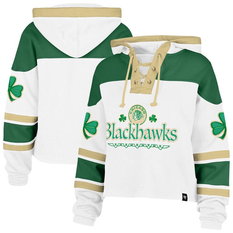 フォーティセブンブランド レディース トップス Tシャツ クロップド レース パーカー 47 Brand Women's '47 White Chicago Blackhawks McLucky Cropped Lacer Hoodie Hwk White ホワイト 23,998円