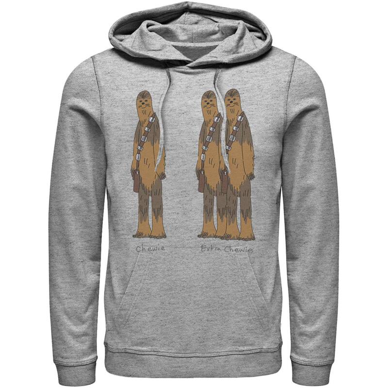 アニメ文字記号 レディース トップス プルオーバー パーカー Licensed Character Men\u0027star Wars Chewie \u0026 Extra Chewie Hoodie Athletic Heather ギョリュウモドキ