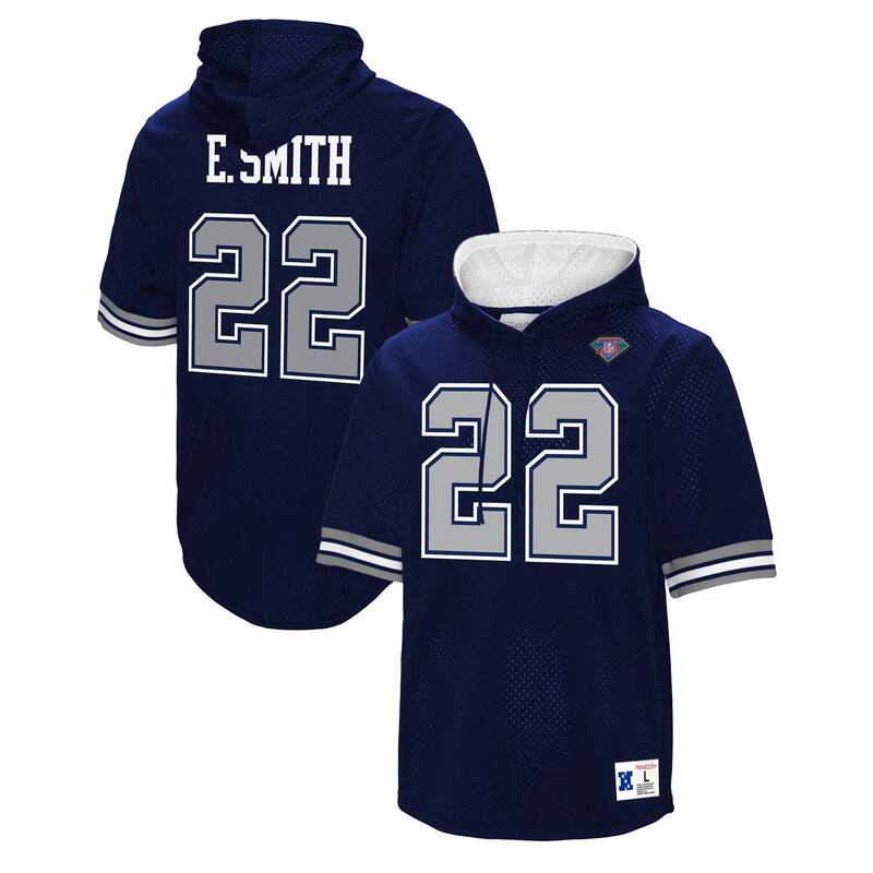 ミッチェル&ネス レディース トップス Tシャツ メッシュ パーカー Men's Mitchell & Ness Emmitt Smith Navy Dallas Cowboys Retired Player Mesh Name & Number Hoodie T-Shirt Cow Navy ネイビー