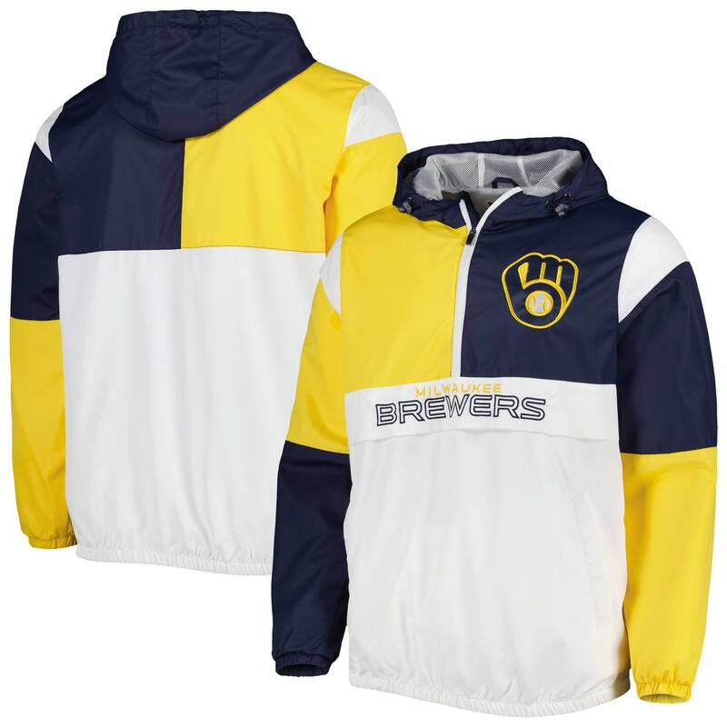 G-III レディース アウター 上衣・上衣 パーカー Men\u0027s G-III Sports by Carl Banks Navy/Gold Milwaukee Brewers Fair Catchalf-Zip Hoodie Brw Navy 米国海軍