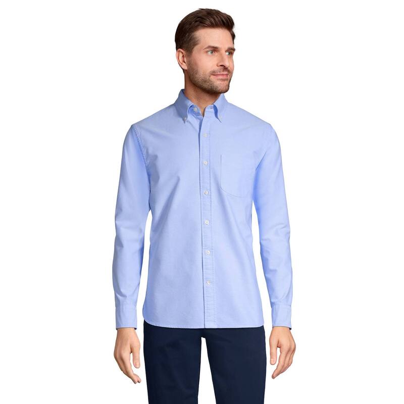 ランズ挙げ句の果て レディース トップス プルオーバー オックスフォード Men\u0027s Lands\u0027 End Tailored-Fit Sail Rigger Oxford Shirt Blue 青み