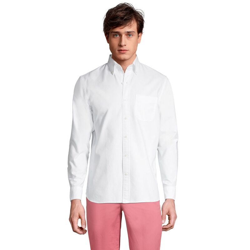 ランズ挙げ句の果て レディース トップス プルオーバー オックスフォード Men\u0027s Lands\u0027 End Tailored-Fit Sail Rigger Oxford Shirt White 白いこと