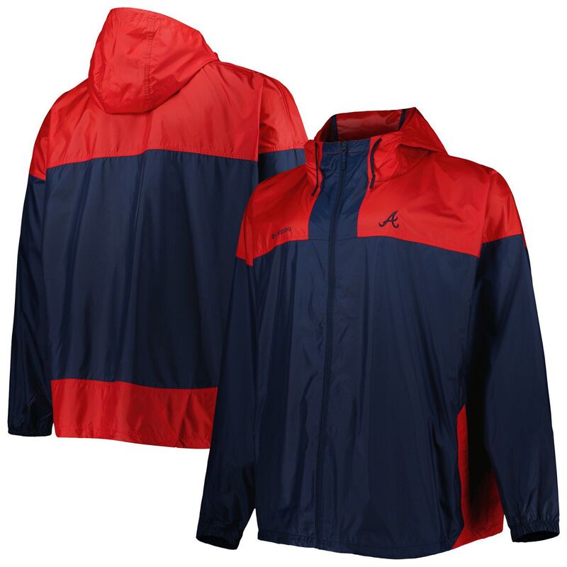 【送料無料】 コロンビア レディース ジャケット・ブルゾン アウター Men's Columbia Navy Atlanta Braves Flash Forward Challenger Omni-Shade Full-Zip Windbreaker Brv Navy