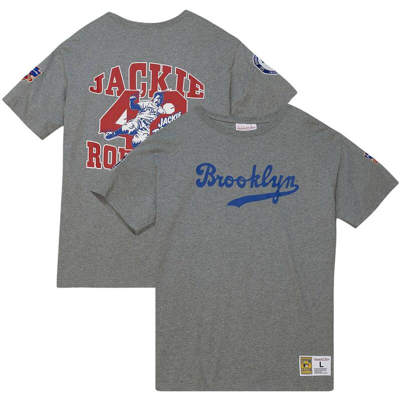 ミッチェル&ネス レディース トップス Tシャツ Men's Mitchell & Ness Jackie Robinson Gray Brooklyn Dodgers Cooperstown Collection Legends T-Shirt Mlb Grey グレー