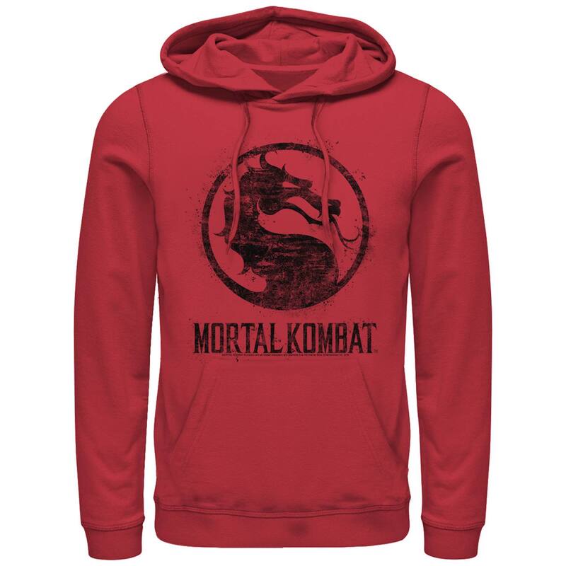 アニメキャラクター レディース トップス Tシャツ ロゴ パーカー グラフィック Licensed Character Men's Mortal Kombat Splatter Logo Graphic Hoodie Red レッド