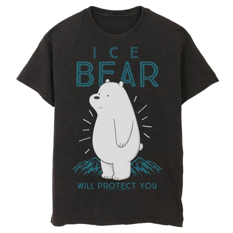 アニメキャラクター レディース トップス Tシャツ Licensed Character Men's Cartoonetwork We Bare Bears Ice Bear Will Protect You Tee Black ブラック｜ReVida 店