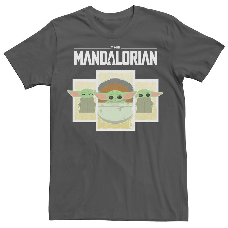 スター ウォーズ レディース トップス Tシャツ Men'star Wars The Mandalorian The Child Cartoon Panels Tee Charcoal チャコール