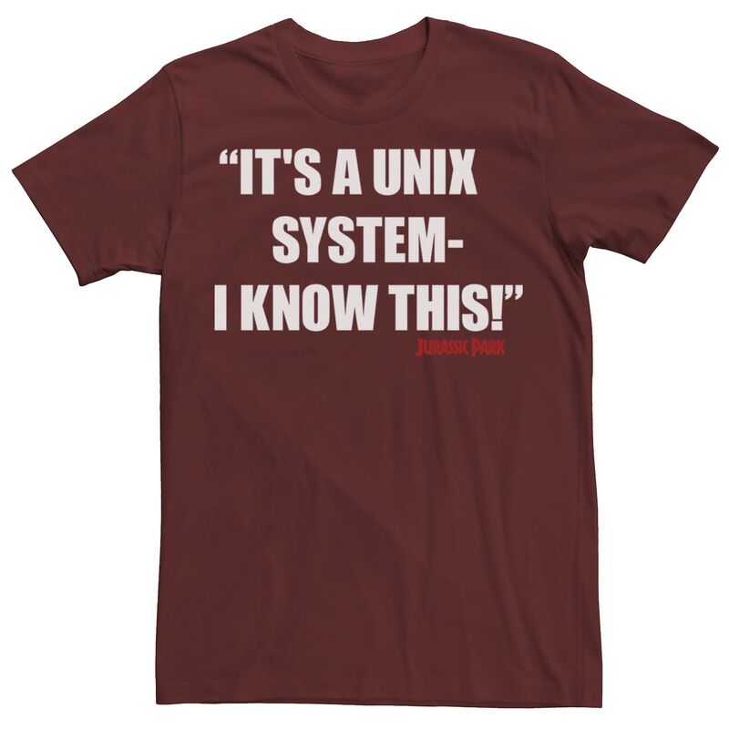 アニメキャラクター レディース トップス Tシャツ Licensed Character Men's Jurassic Park It's A Unix System Tee Cardinal