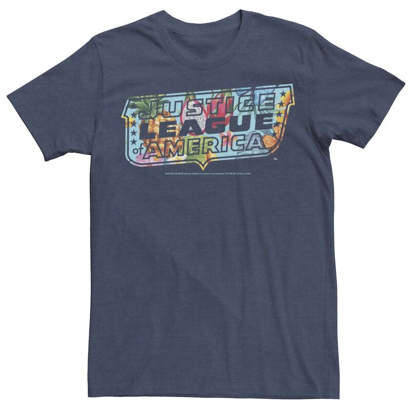 アニメキャラクター レディース トップス Tシャツ ロゴ Licensed Character Men's DComics Justice League Dragon Fruit Logo Tee Navy Heather ヘザー