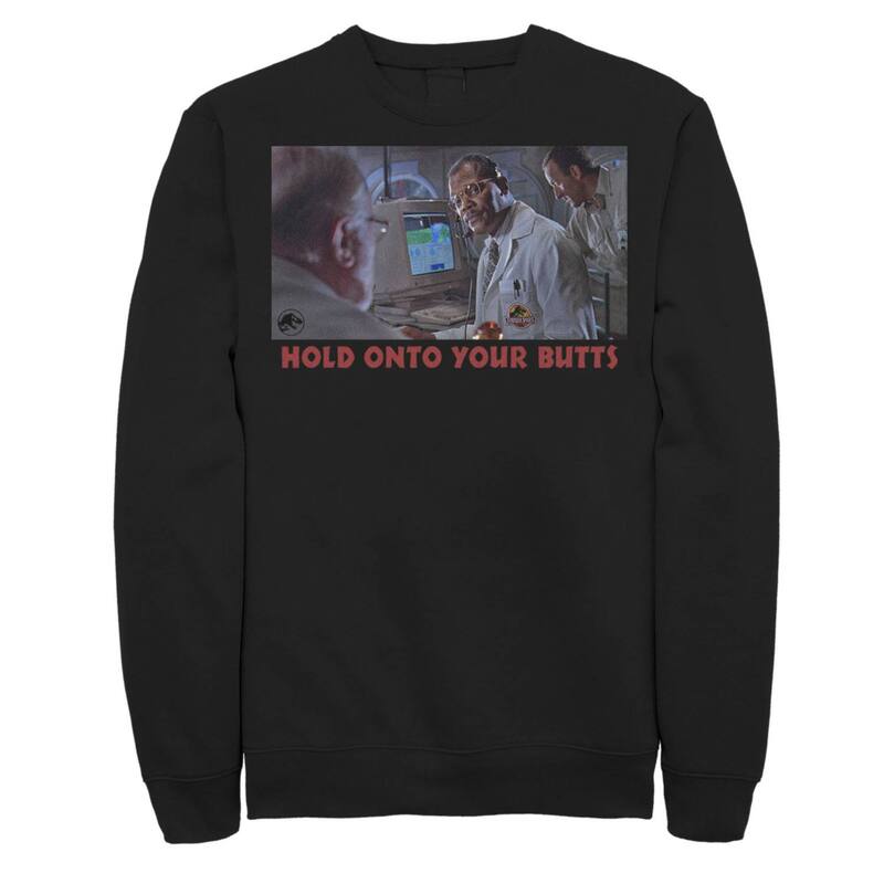 アニメ文字記号 レディース トップス プルオーバー 汗水 Licensed Character Men\u0027s Jurassic Park Doctoray Arnold Hold Onto Your Butts Photo Sweatshirt Black 黒いこと