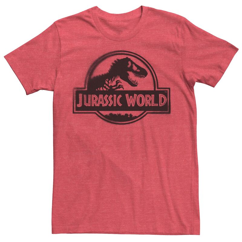 アニメキャラクター レディース トップス Tシャツ ロゴ Licensed Character Men's Jurassic World Two Black Spray Paint Logo Tee Red Heather ヘザー