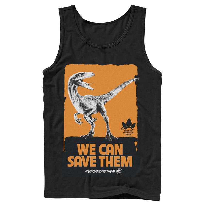 アニメキャラクター レディース トップス Tシャツ Licensed Character Men's Jurassic World We Can Save Them Poster Tank Top Black ブラック
