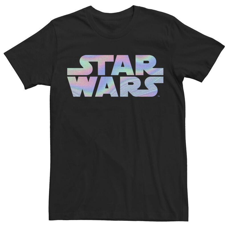 アニメキャラクター レディース トップス Tシャツ ロゴ グラフィック Licensed Character Men'star Wars Holographic Logo Tee Black ブラック
