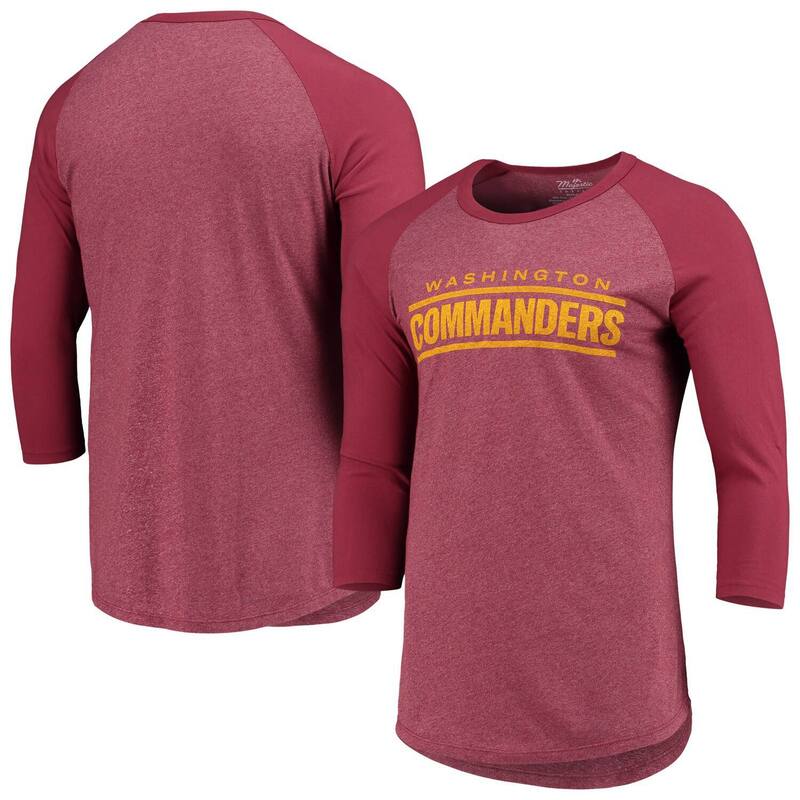 マジェスティック レディース トップス Tシャツ Men's Washington Commanders Majestic Threads Burgundy Wordmark 3/4-Sleeve Raglan Tri-Blend T-Shirt Wft Med Re バーガンディ