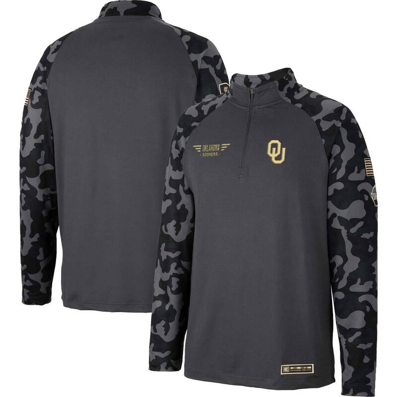 【送料無料】 コロシアム レディース ジャケット・ブルゾン アウター Men's Colosseum Charcoal Oklahoma Sooners Long Range Raglan Quarter-Zip Jacket Okl Charco