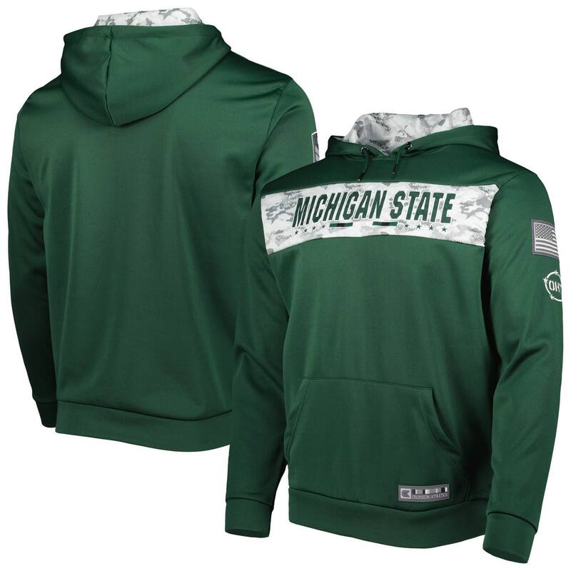 コロシアム レディース トップス Tシャツ パーカー Men's Colosseum Green Michigan State Spartans OHT Military Appreciation Team Color Pullover Hoodie Msu Green グリーン