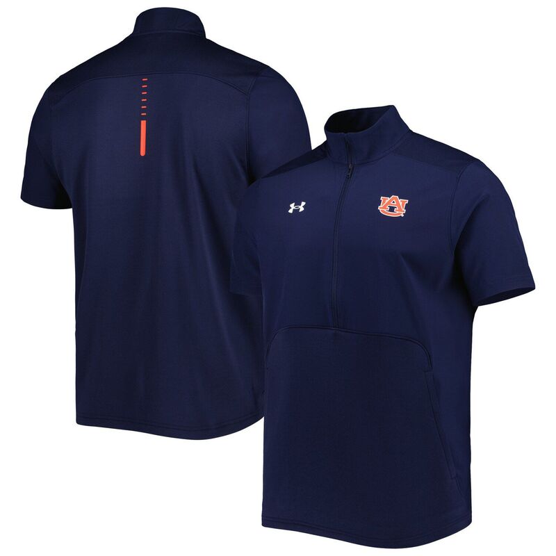 【送料無料】 アンダーアーマー レディース ジャケット・ブルゾン アウター Men's Under Armour Navy Auburn Tigers Motivate 2.0 Half-Zip Jacket Aub Navy