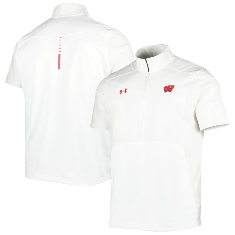 【送料無料】 アンダーアーマー レディース ジャケット・ブルゾン アウター Men's Under Armour White Wisconsin Badgers Motivate 2.0 Half-Zip Jacket Wis White