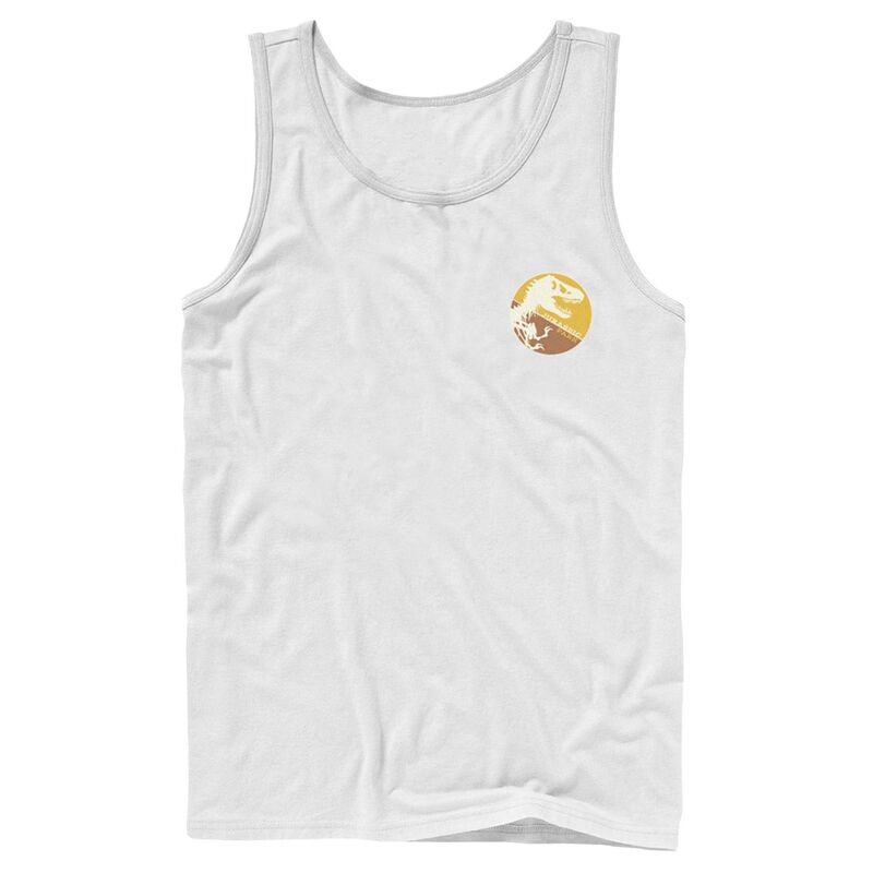 アニメキャラクター レディース トップス Tシャツ ロゴ グラフィック Licensed Character Men's Jurassic Park Split Colors T-Rex Logo Graphic Tank Top White ホワイト