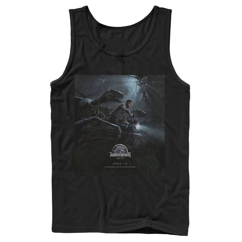 アニメキャラクター レディース トップス Tシャツ Licensed Character Men's Jurassic World Owen Ride Raptor Movie Poster Tank Top Black ブラック｜ReVida 店 8,480円