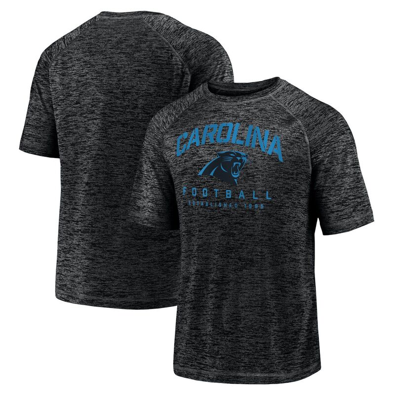 ファナティクス レディース トップス ティーシャツ Men\u0027s Fanatics Black Carolina Panthershade Battle Ready Raglan Space-Dye T-Shirt Pth Black 黒いこと レディースファッション-Tシャツ・カットソー