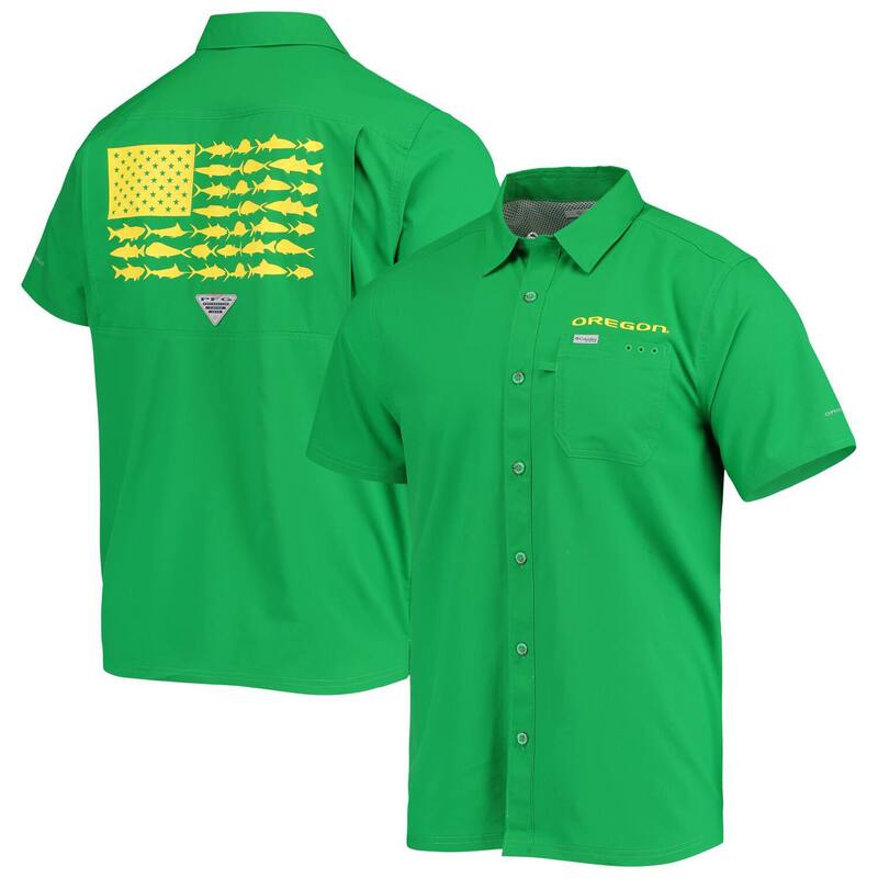 アンブランデッド レディース トップス Tシャツ Unbranded Men's Columbia PFGreen Oregon Duckslack Tide Camp Button-Up Shirt Uoo Green グリーン