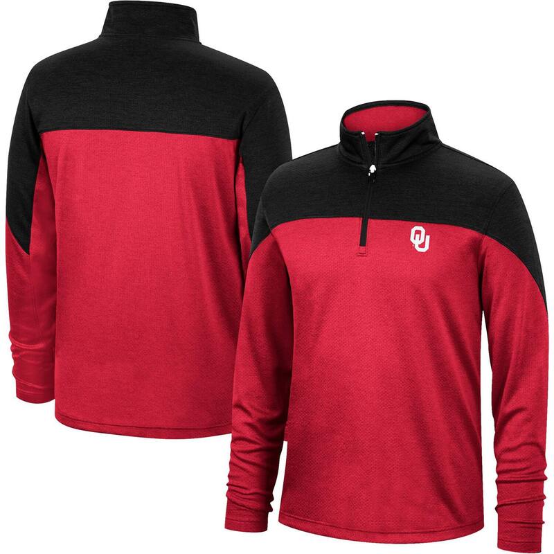 トップオブザワールド レディース アウター ジャケット・ブルゾン Men's Top of the World Crimson/Heathered Black Oklahoma Sooners Textured Color Block Quarter-Zip Top Okl Red レッド