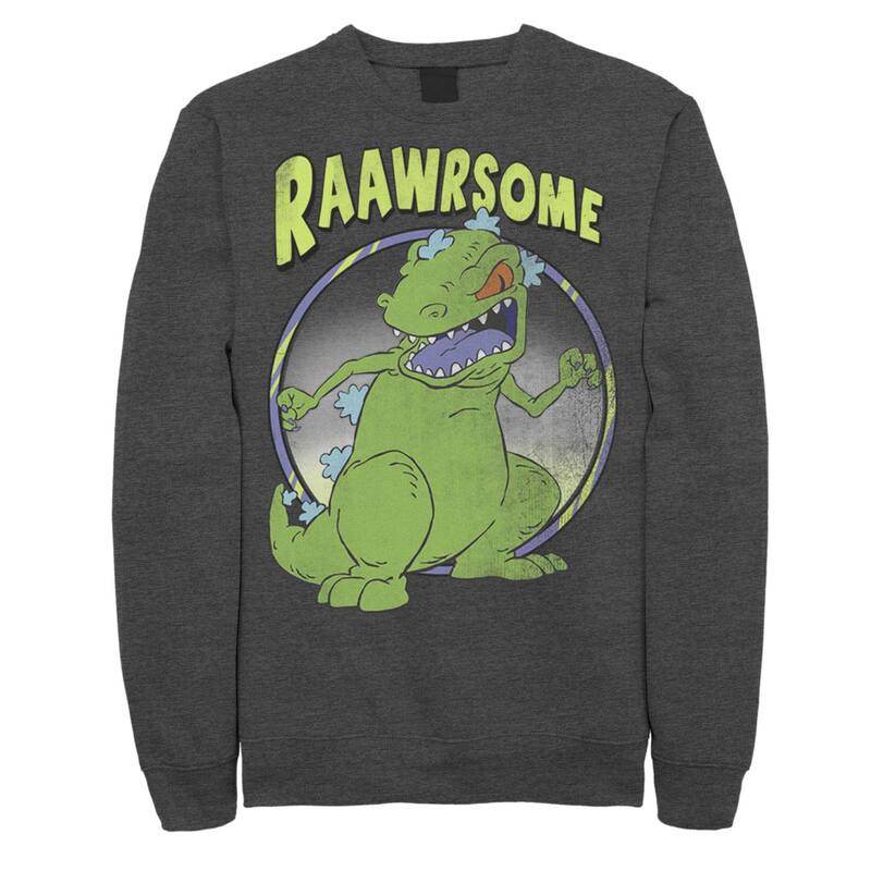 アニメ文字記号 レディース トップス プルオーバー 汗水 Licensed Character Men\u0027s RugRats Reptaraawrsome Sweatshirt Charcoal Heather 濃灰色