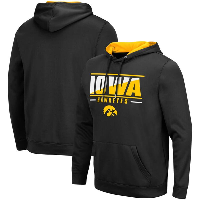 コロシアム レディース トップス Tシャツ パーカー Men's Colosseum Black Iowa Hawkeyeslash Stack 2.0 Pullover Hoodie Iwa Black ブラック
