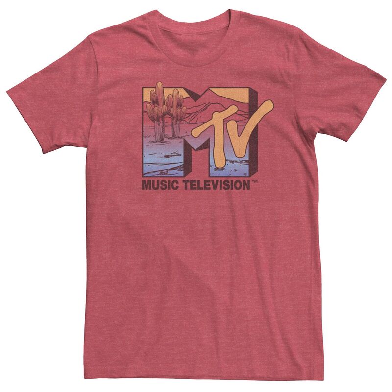 アニメキャラクター レディース トップス Tシャツ ロゴ Licensed Character Men's MTV Desert Gradient Logo Short Sleeves Tee Red Heather ヘザー