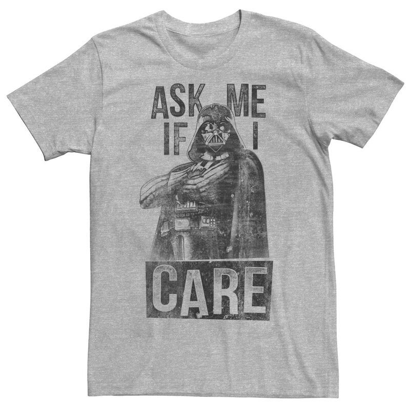 アニメキャラクター レディース トップス Tシャツ グラフィック Licensed Character Men'star Wars Darth Vader Ask Me If I Care Graphic Tee Athletic Heather ヘザー
