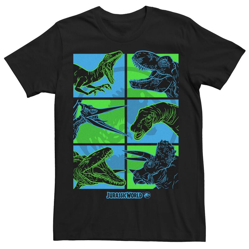 アニメキャラクター レディース トップス Tシャツ Licensed Character Men's Jurassic World Two Dino Faces Tee Black ブラック