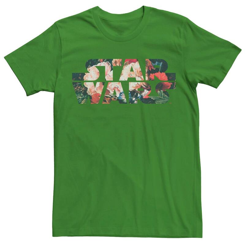 スター ウォーズ レディース トップス Tシャツ プリント ロゴ Men'star Wars Antique Flower Print Logo Tee Kelly