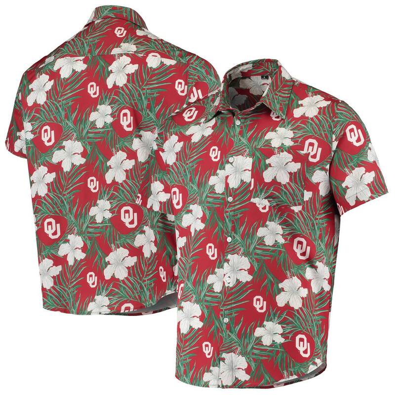 フォコ レディース トップス Tシャツ フラワー柄 フラワー FOCO Men's Crimson Oklahoma Sooners Floral Button-Up Shirt Okl Red レッド